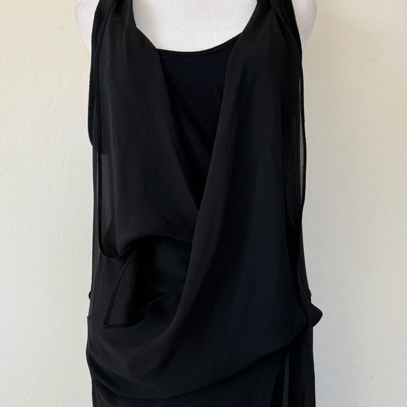 Zara Black Chiffon Sheer Drapey Lagenlook Tank Midi Dress Medium - Picture 6 of 16